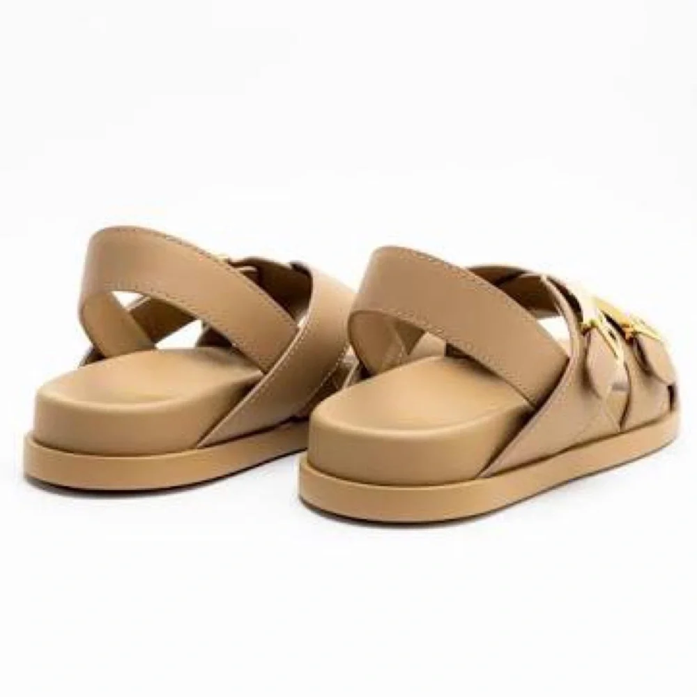 FENDI Feel FF logo cross strap leather sandals